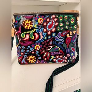 Consuela Black Embroidered Multicolor Crossbody Bag